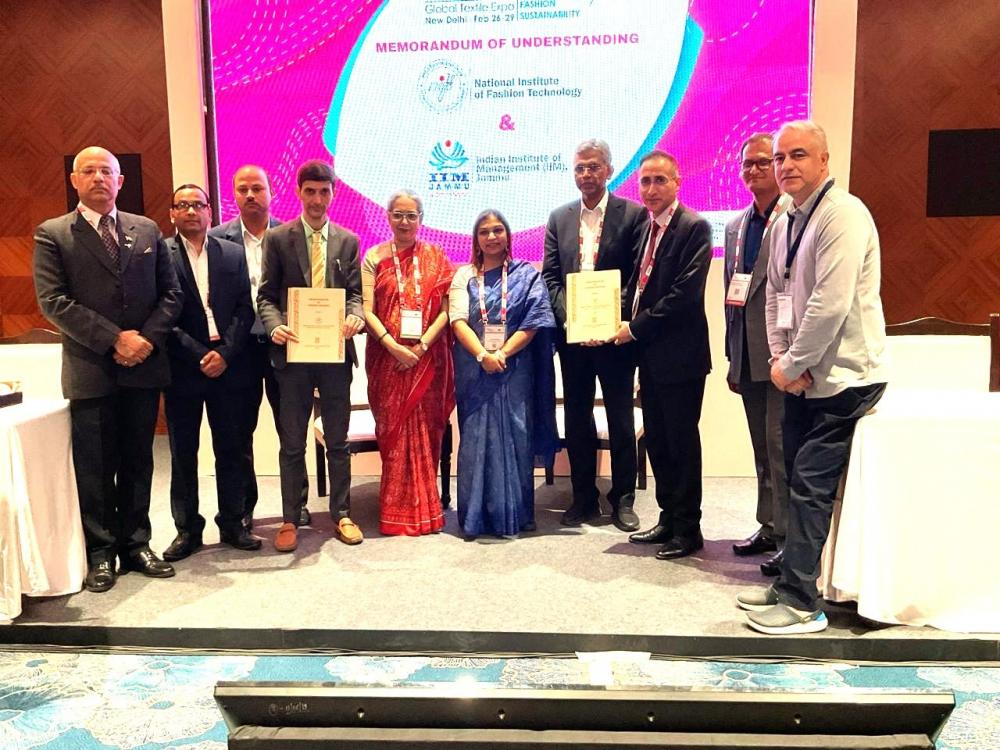 IIM Jammu and NIFT Srinagar Forge Strategic Partnership to Foster Academic Excellence and Innovation at Bharat Tex 2024 IIM Jammu and NIFT Srinagar Forge Strategic Partnership to Foster Academic Excellence and Innovation at Bharat Tex 2024
